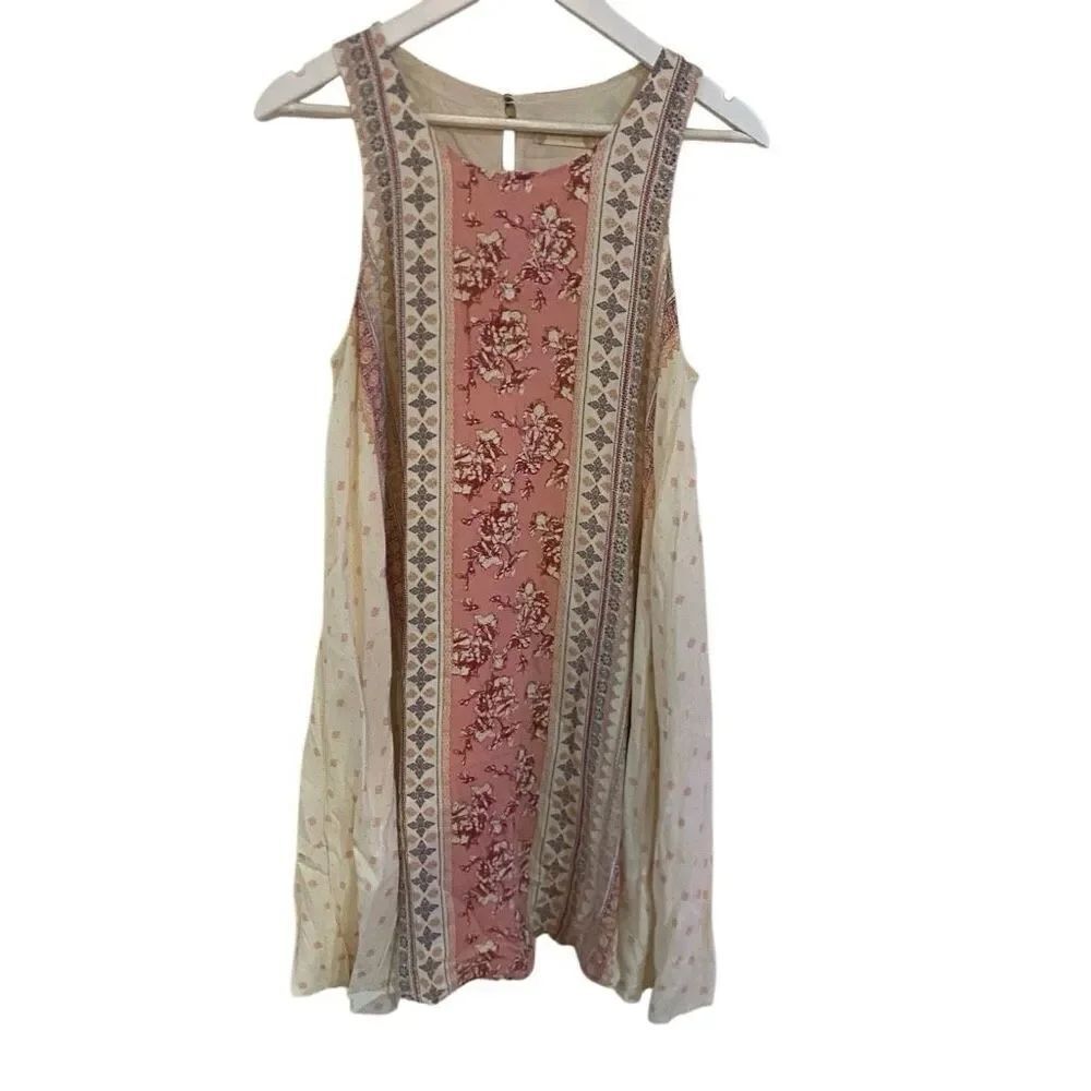 Altar’d State large cream and red patch work dress sleeveless dress flowy boho